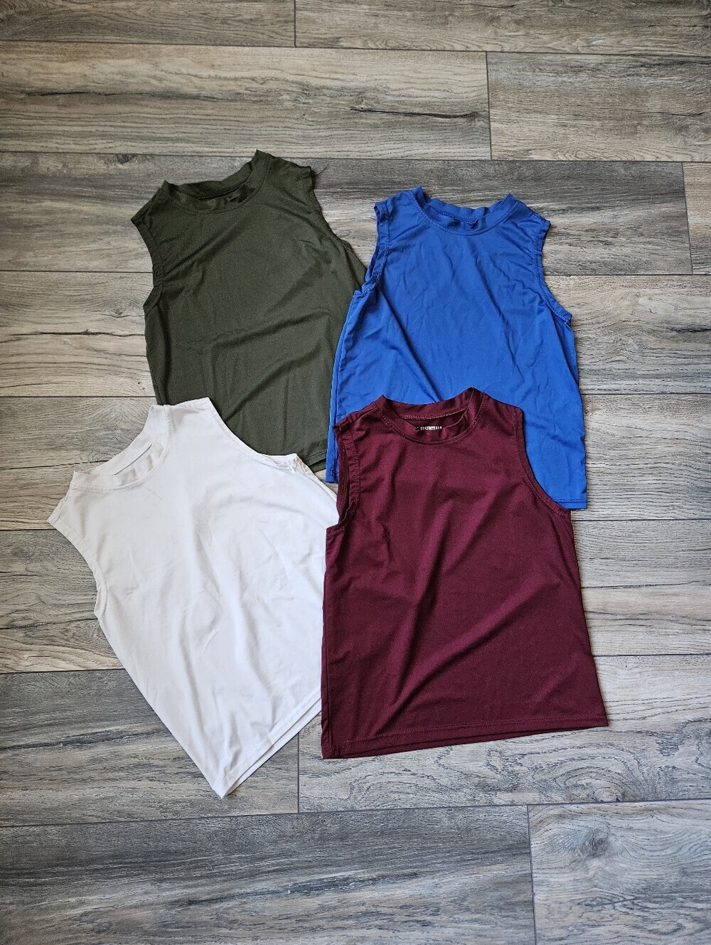 4 Crewneck Drifit Tanks in Burgundy, Royal Blue, Olive, White